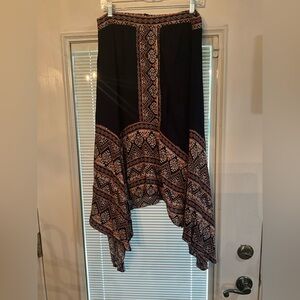 Chic Asymmetrical Blue and Salmon Pink Skirt